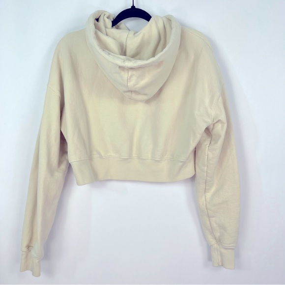 Good American Cropped Sweatshirt Hoodie Tan sz 1 Small - Picture 2 of 6